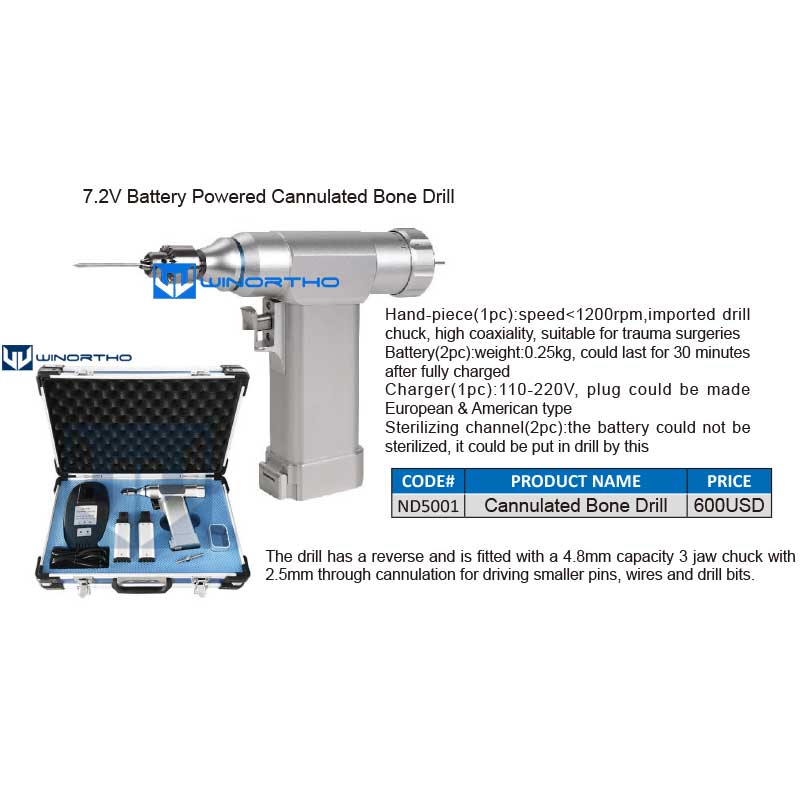 7.2v battery powered cannulated bone drill surgical power equipment veterinary orthopedic instruments pet animals tools