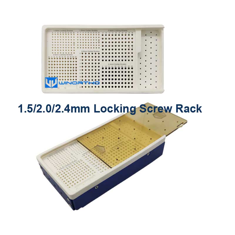 AO 1.5/2.0/2.4 locking screw rack sterilization box cases vet veterinary orthopedic instruments pet animals dog surgical tools winortho