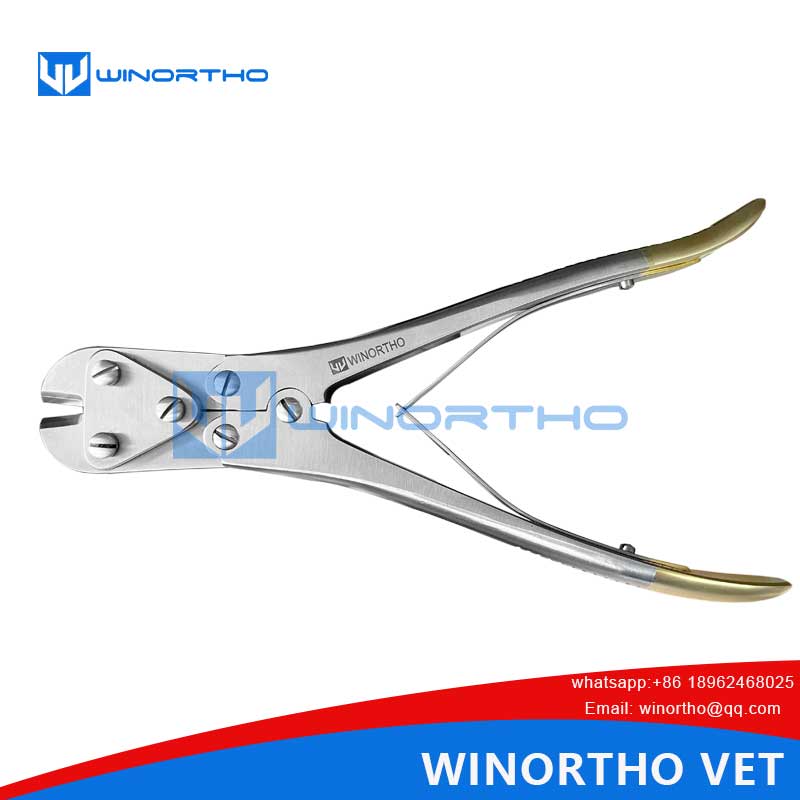 Implant Cutter Surgical Finish to 2.8mm Capacity, TC Jaws, Sprung Compound Action, 230mm Long.winortho vet veterinary orthopedic instruments locking plates bone screws
