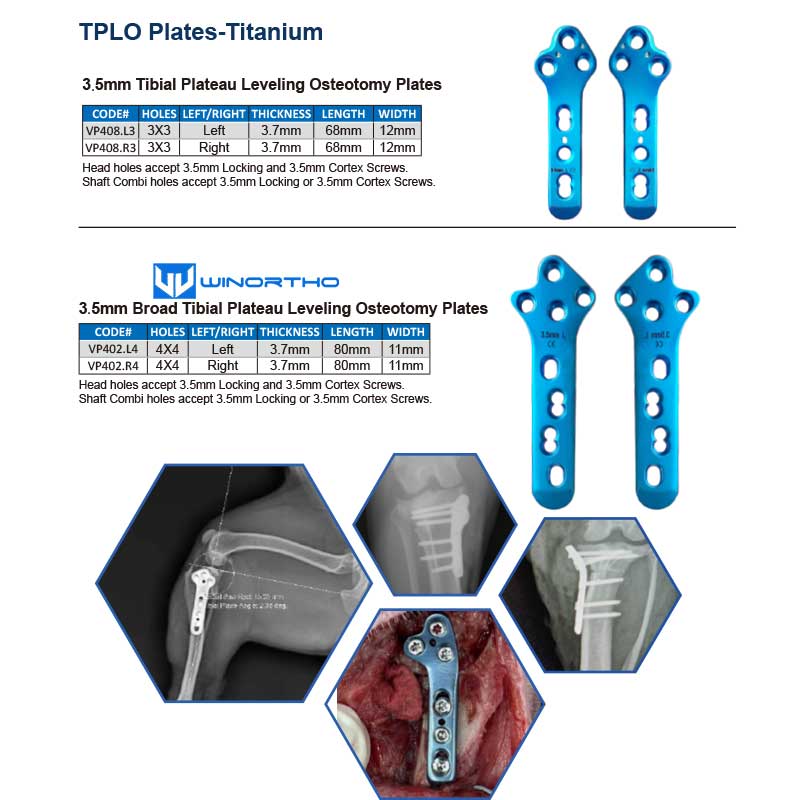 TPLO locking plate titanium ao vet veterinary orthopedic instruments screws tools pet animals