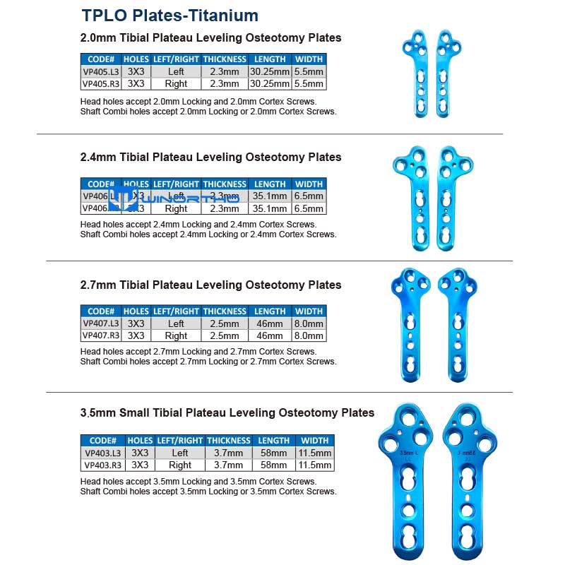 TPLO locking plate titanium ao vet veterinary orthopedic instruments screws tools pet animals