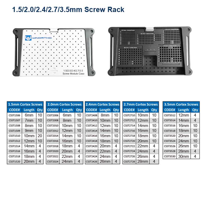 1.5/2.0/2.4/2.7/3.5mm Screw Rack box sterilization case vet pet animals veterinary bone screws surgical equipment