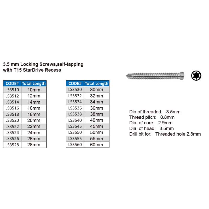 3.5mm locking screws ao tplo LCP stainless steel vet veterinary orthopedic bone plates winortho