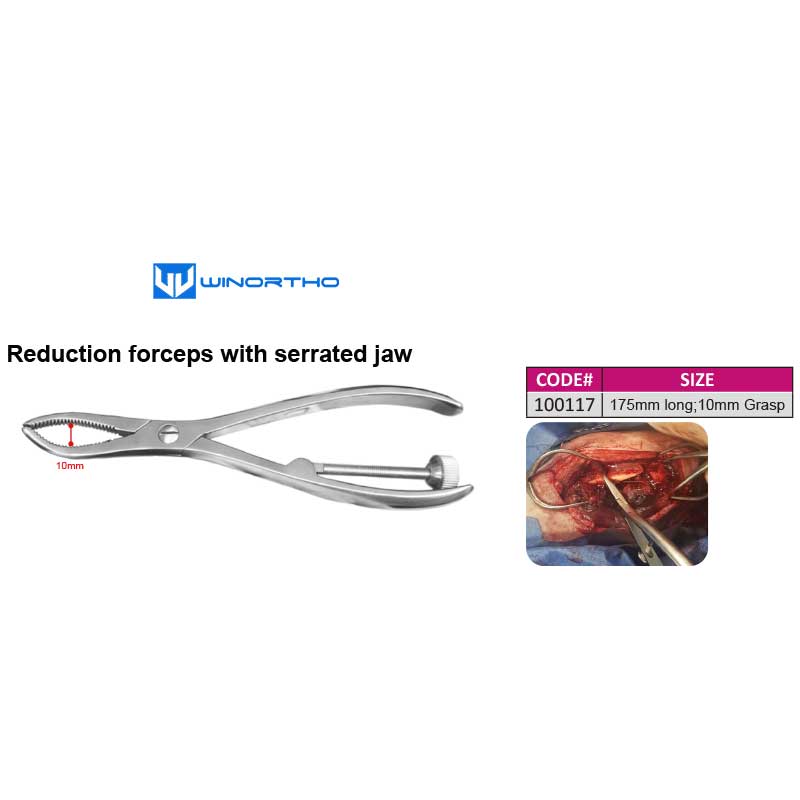 Reduction forceps with serrated jaw 175mm long;10mm Grasp ao pet animals vet veterinary orthopedic instrument