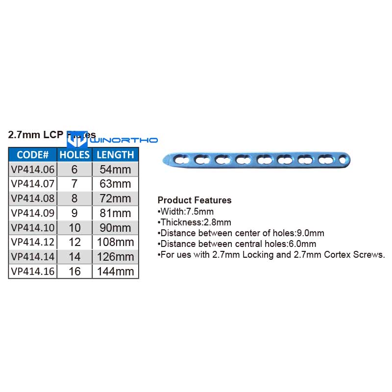 2.7mm LCP Plates Locking Compression SYSTEM ao titanium vet veterianry pet animals