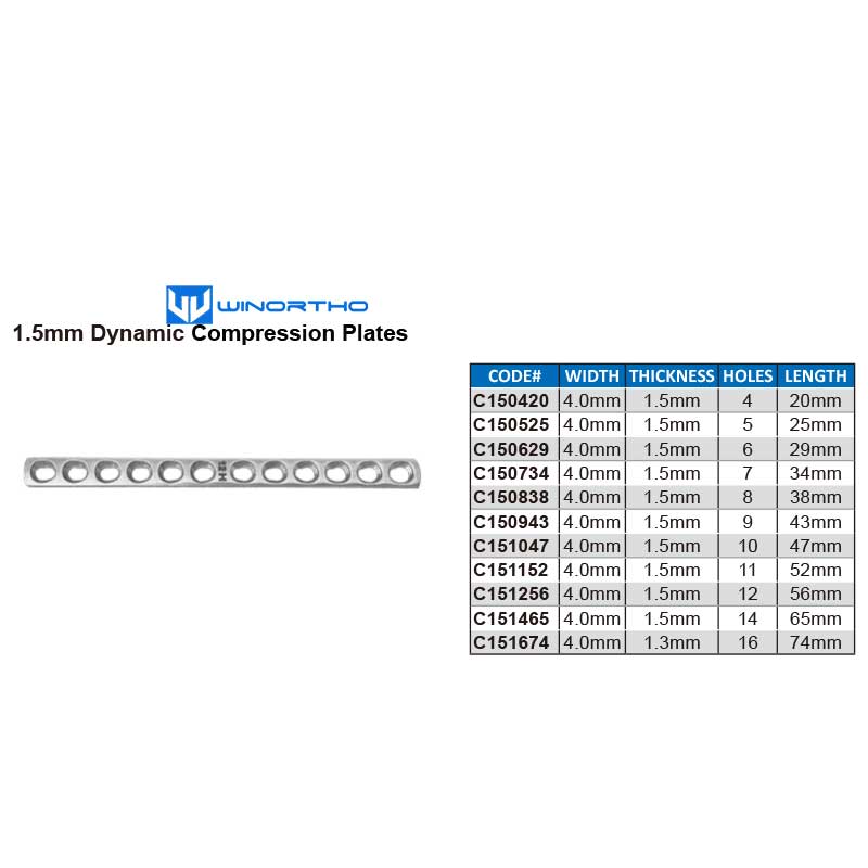 1.5mm DCP dynamic compression bone plate vet pet animals veterinary orthopedic instruments winortho tplo alps