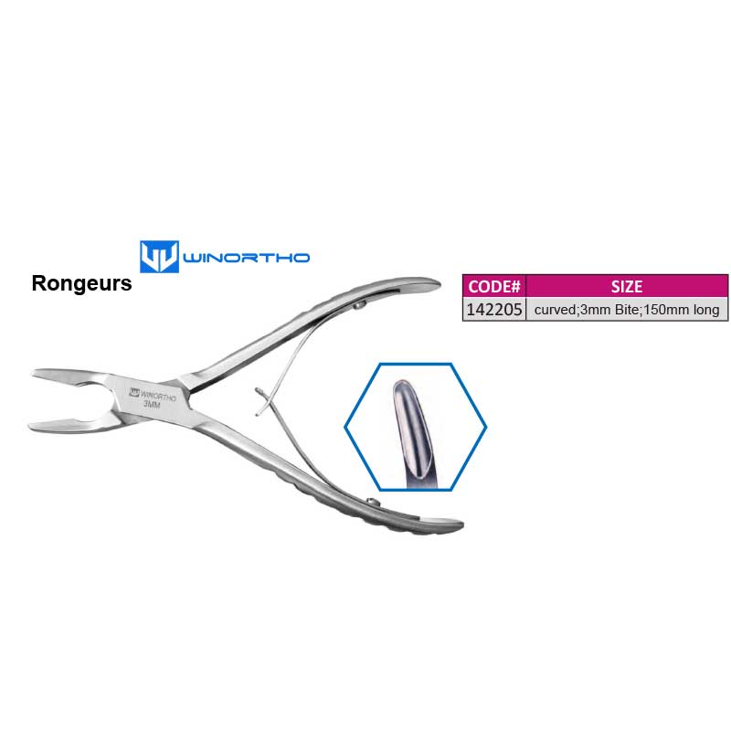 Rongeurs curved;3mm Bite;150mm long vet veterinary orthopedic instruments pet animals surgical tools
