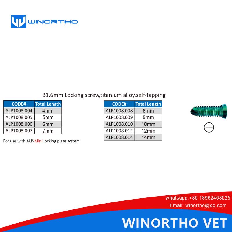 B1.6MM LOCKING SCREW veterinary orthopedic instruments screws winortho pet tools alps prcl