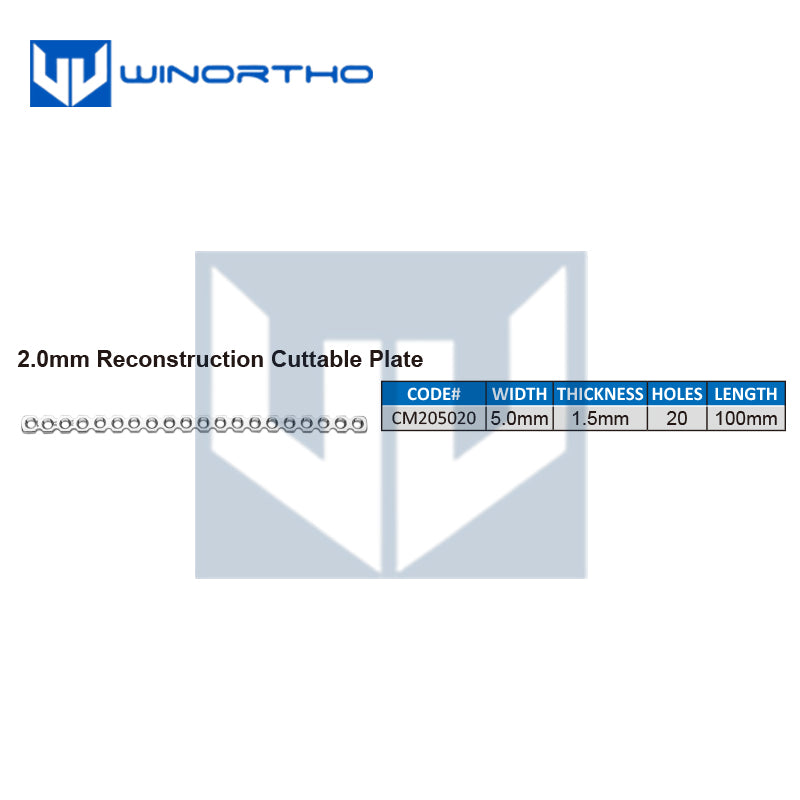 2.0mm stainless 316LVM reconstruction plate cuttable vet veterinary orthopedic bone locking screws pet animal winortho