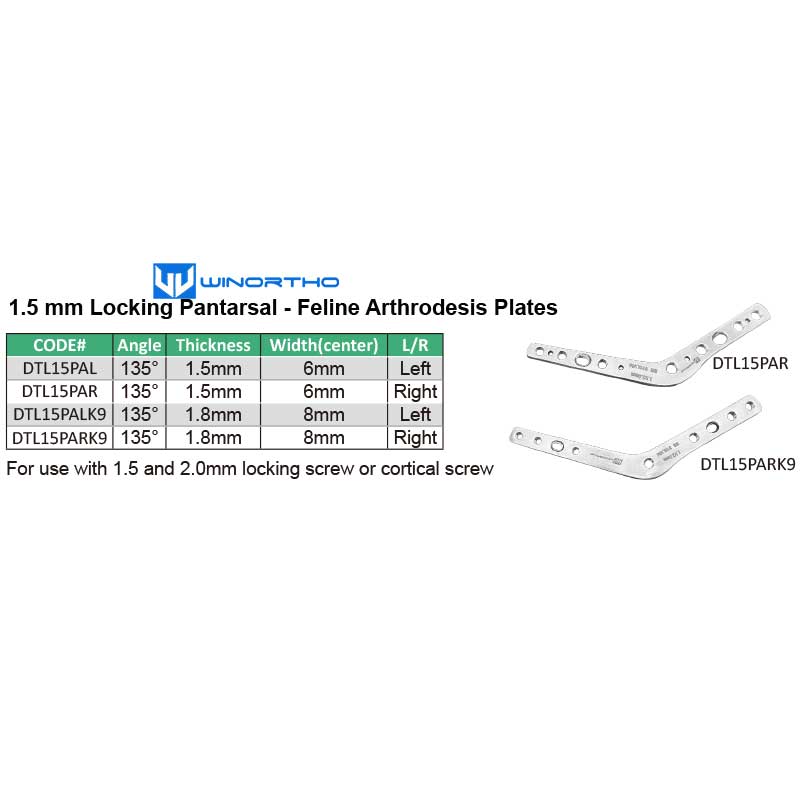 Locking Pantarsal Arthrodesis PLATES vet bone screws veterianry orthopedic animal instruments tools surgical