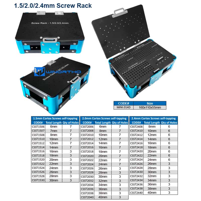 1.5/2.0/2.4mm Screw Rack box sterilization case vet pet animals veterinary bone screws surgical equipment