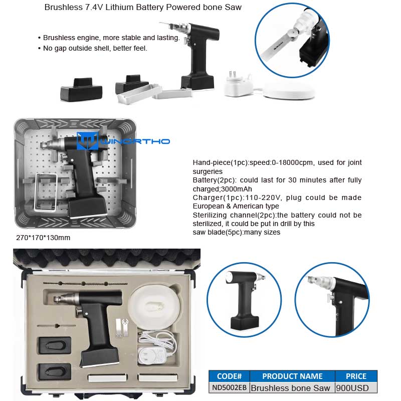 brushless 7.4v Lithium Battery powered bone saw vet veterinary orthopedic winortho instruments pet animals surgical tools