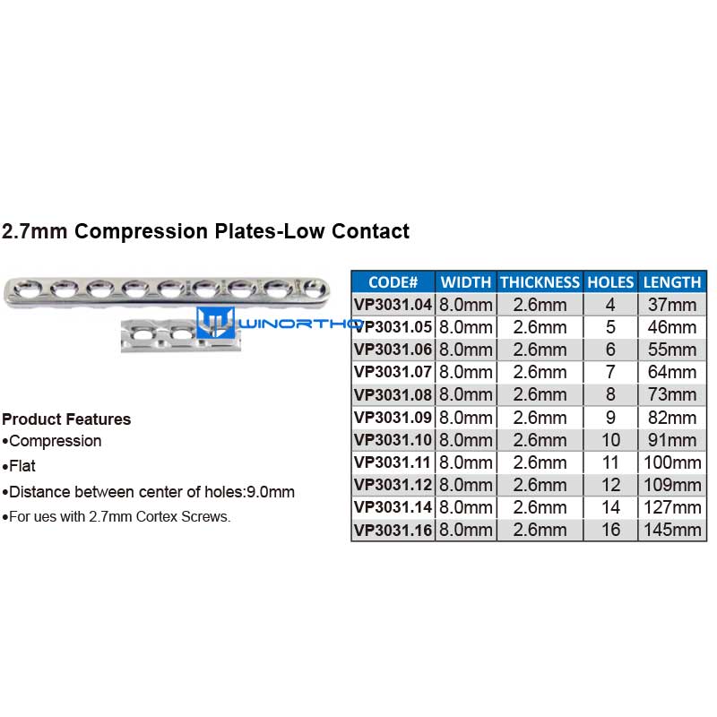 2.7mm Compression Plates-Low Contact vet pet animals toy dog cannie feline veterinary orthopedic instruments ao synthes