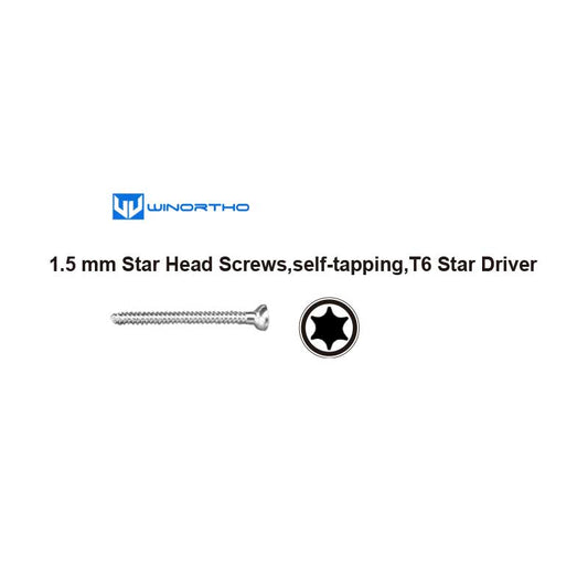 1.5 mm Star Head Screws,self-tapping,T6 Star Driver vet veterinary orthopedic instruments bone screws pet dog animals ao winortho prcl