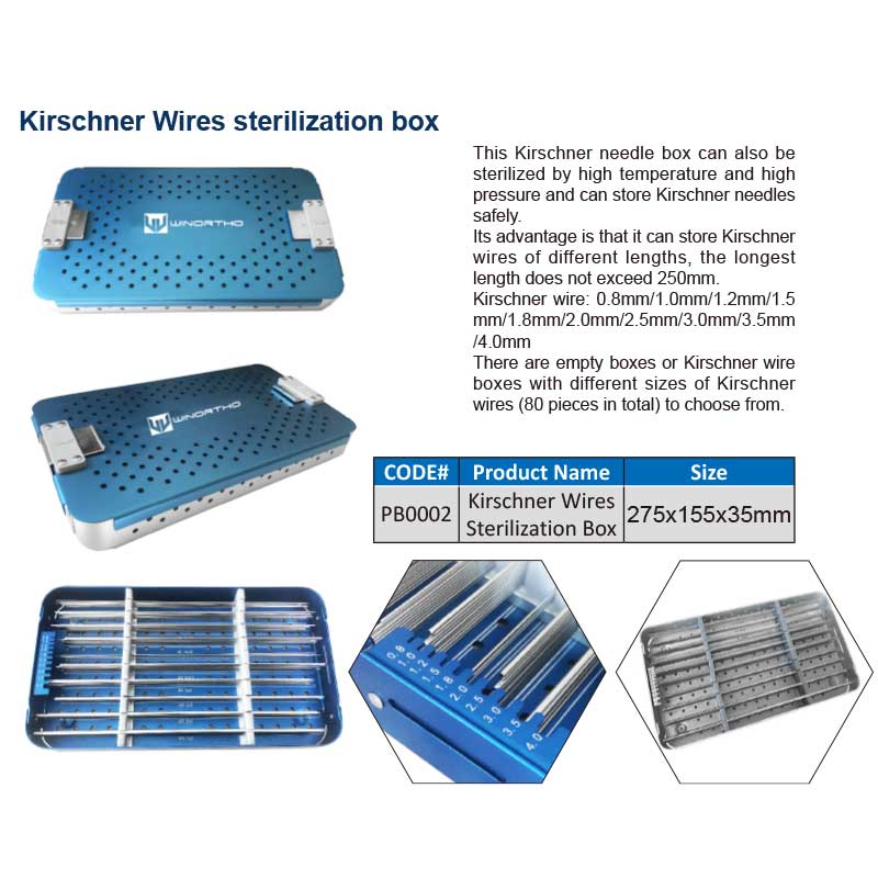 Kirschner Wires sterilization box 275x155x35mm vet veterinary orthopedic instrument bone screw case racks