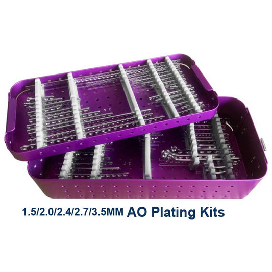 ao reconstruction compression bone plate set 1.5/2.0/2.4/2.7/3.5mm box case sterilization rack animals pet veterinary orthopedic instruments