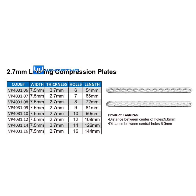 2.7mm LCP 316LVM stainless steel compression locking bone plates screws ao vet pet animall tools veterinary orthopedic winortho