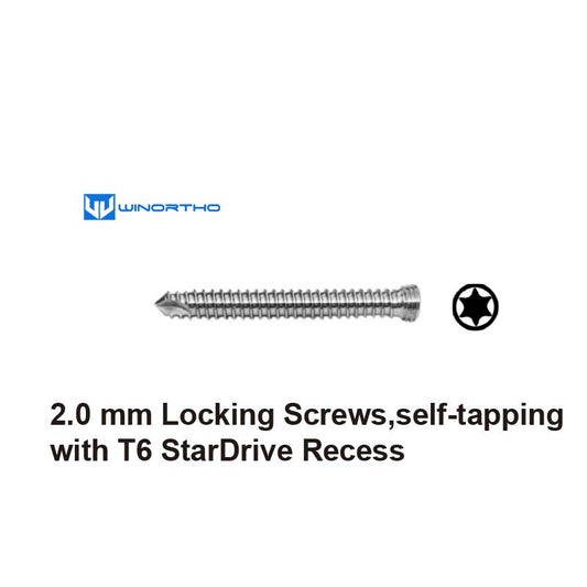 2.0mm locking screws Star Drive ao 316LVM  Stainless steel lself-tapping with T6 StarDrive Recess winortho vet veterinary orthopedic