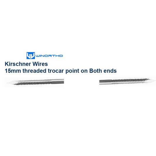 Kirschner Wires 15mm threaded trocar point on Both ends vet veterinary orthopedic instruments pet animals tools winortho alps