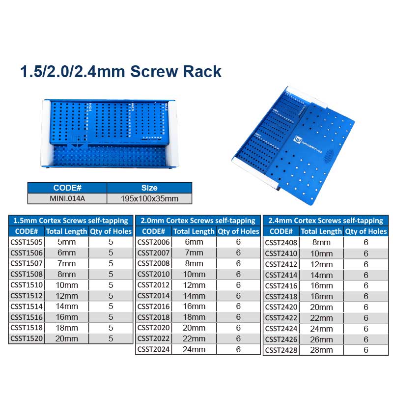 1.5/2.0/2.4mm Screw Rack box sterilization case vet pet animals veterinary bone screws surgical equipment