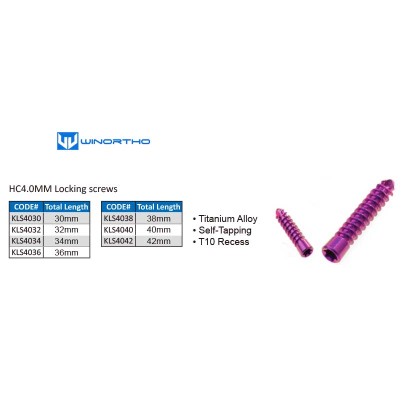 HC4.0MM Locking screws alps locking plate prcl winortho veterinary vet pet tools orthopedic instruments