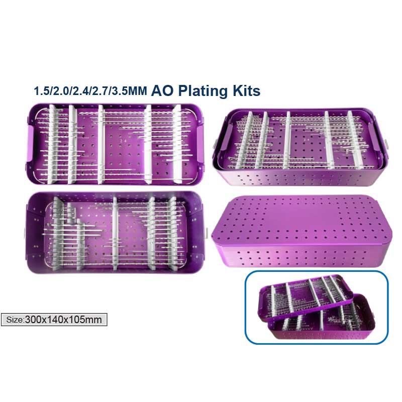 ao reconstruction compression bone plate set 1.5/2.0/2.4/2.7/3.5mm box case sterilization rack animals pet veterinary orthopedic instruments
