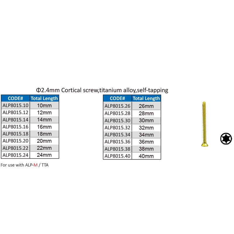 2.4mm cortex screws titanium alps locking plate tplo AO winortho veterinary cortical instruments