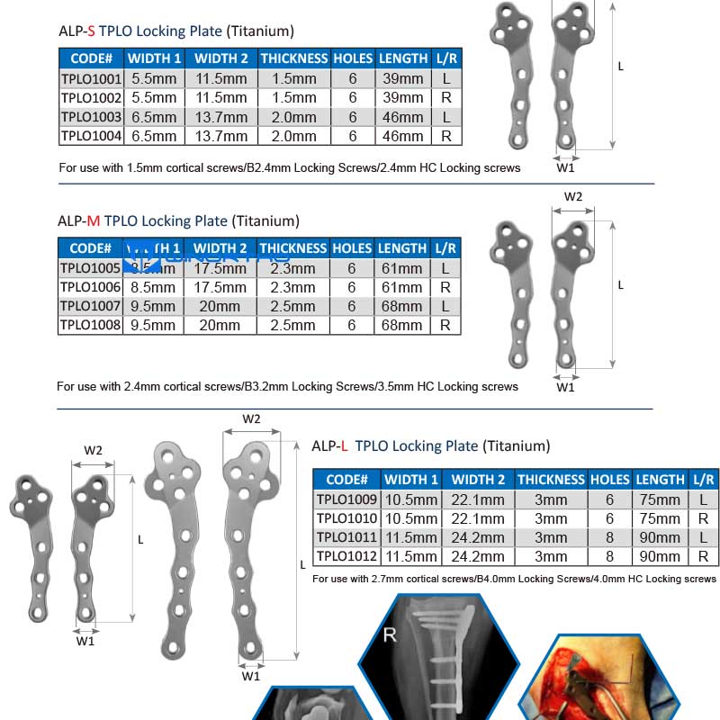 TPLO alps locking plate KLS veterinary orthopedic instruments kyon ao vet veterinary orthopedic prcl