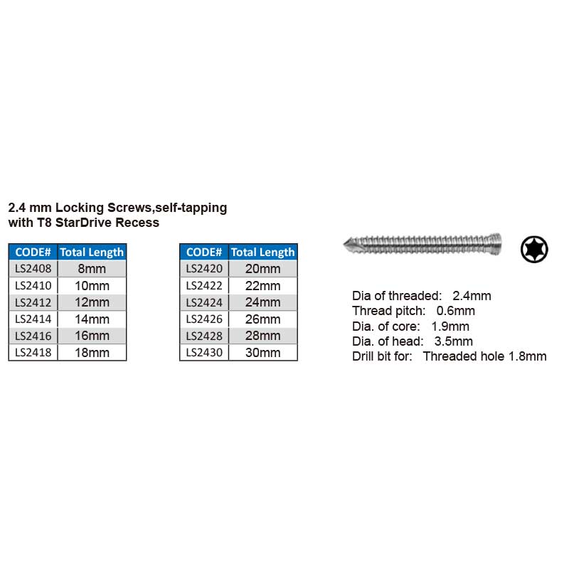 2.4mm ao locking screws stainless steel vet veterinary orthopedic winortho pet tools surgical